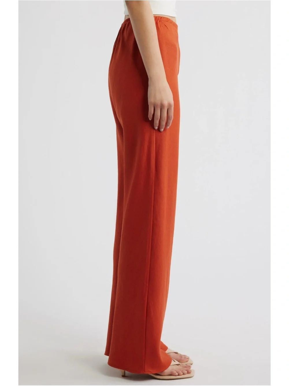 NWT Reformation Gale Linen Mid-Rise Pants Chili Orange Small